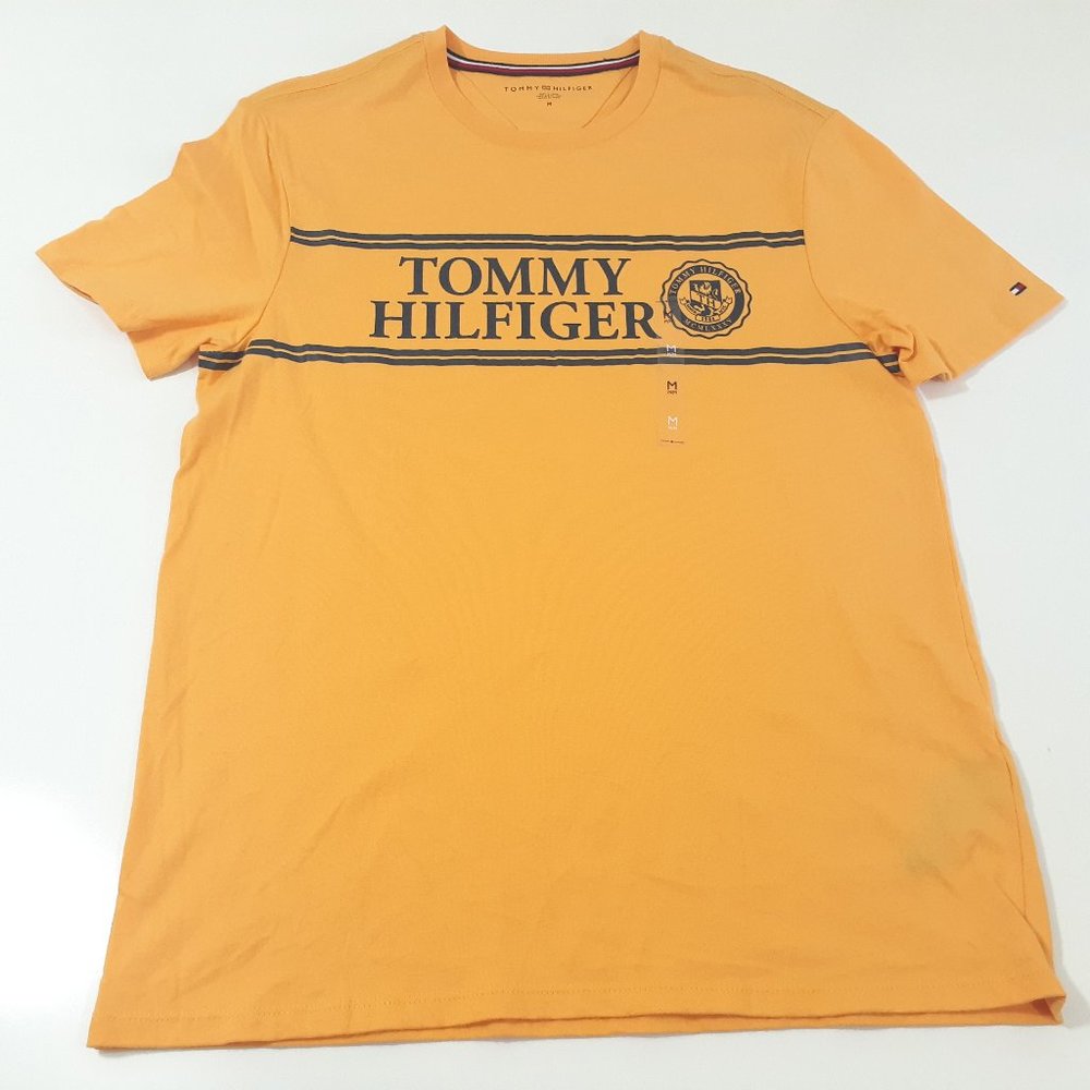 Tommy Hilfiger Womens Orange Crew Neck Short Sleeve Pullover T Shirt Size Medium